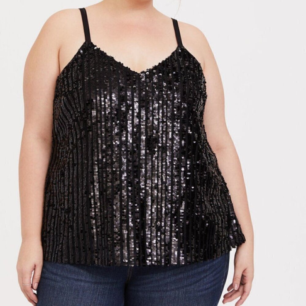 Torrid Sequin Tank Top Size 2X Tunic Cami Lined Sleeveless Holiday Party Baddie